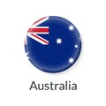 Australia flag 3d icon, circle badge or button. Round Australian national symbol. Vector Royalty Free Stock Photo
